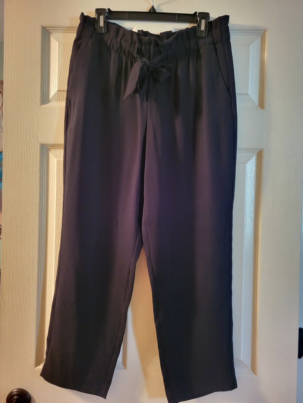 LOFT Black Straight-Leg Drawstring Pants